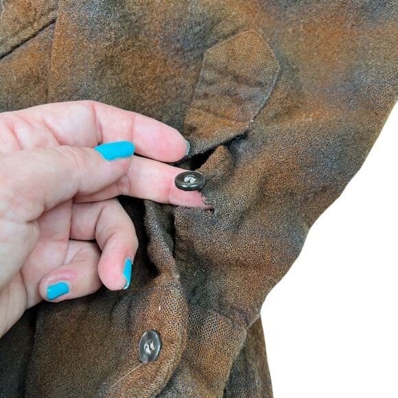 Pendleton 70s Plaid Wool Guide Board Button Up Shirt FLAW Brown Boys 16 - Picture 5 of 8